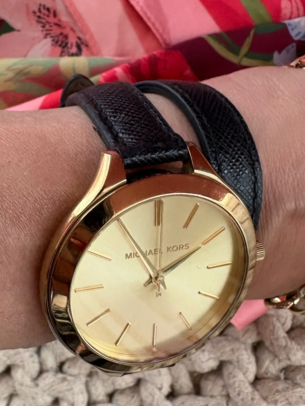 Michael Kors Gold Dial Black Wrap-Around Strap Women's Watch - Picture 5 of 7
